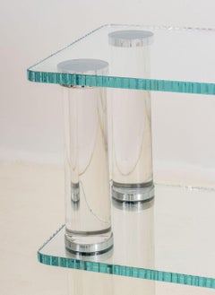 Modern Lucite and Glass Two-Tier Etagere