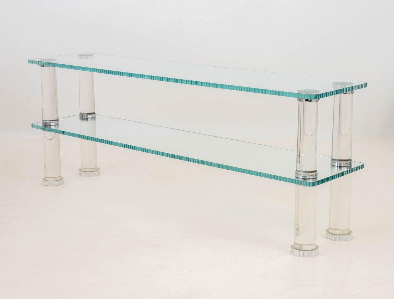 Moderne zweigeschossige Etagere aus Lucit und Glas im Angebot 1