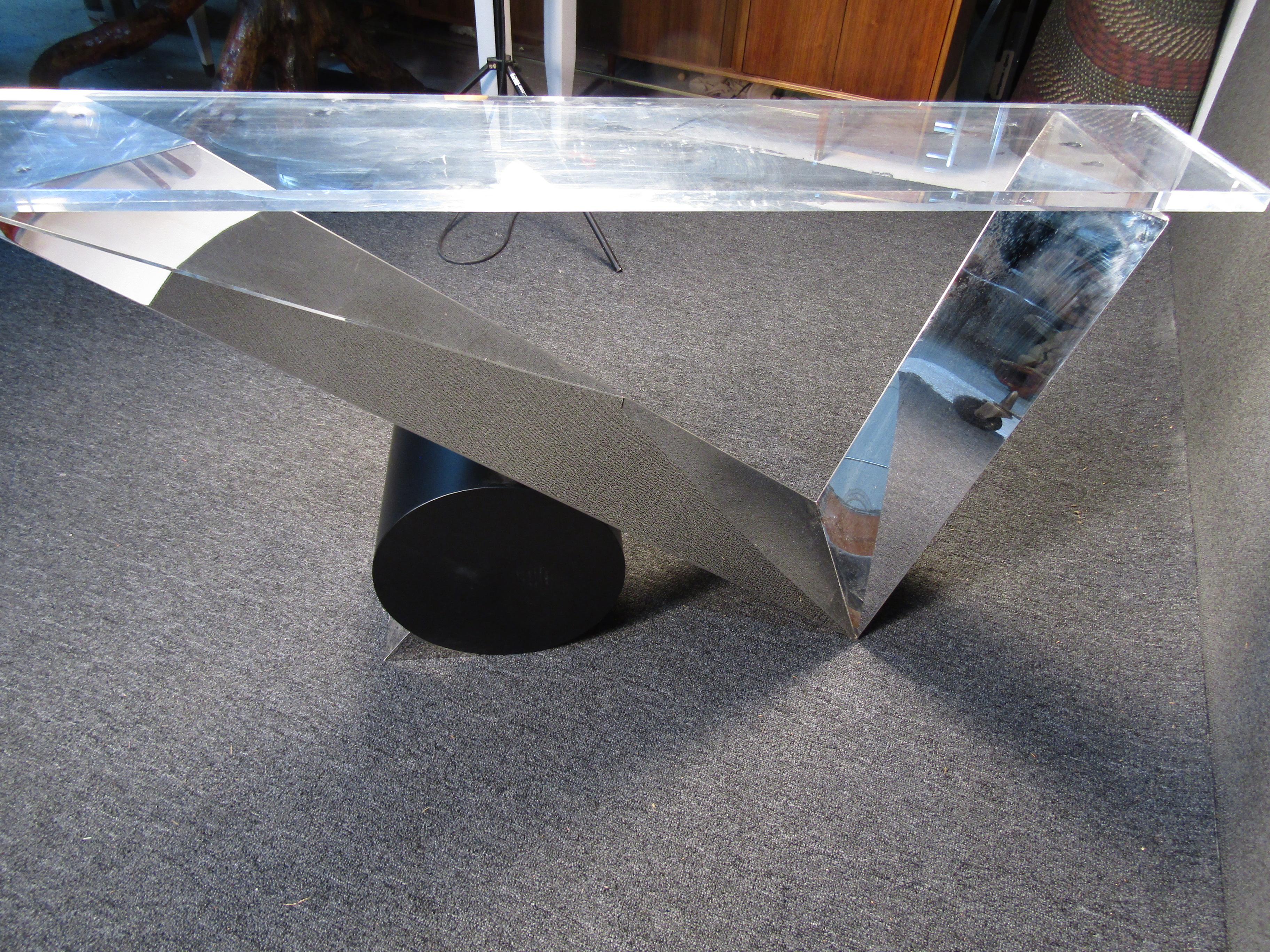 Modern Lucite and Mirror Console Table 2