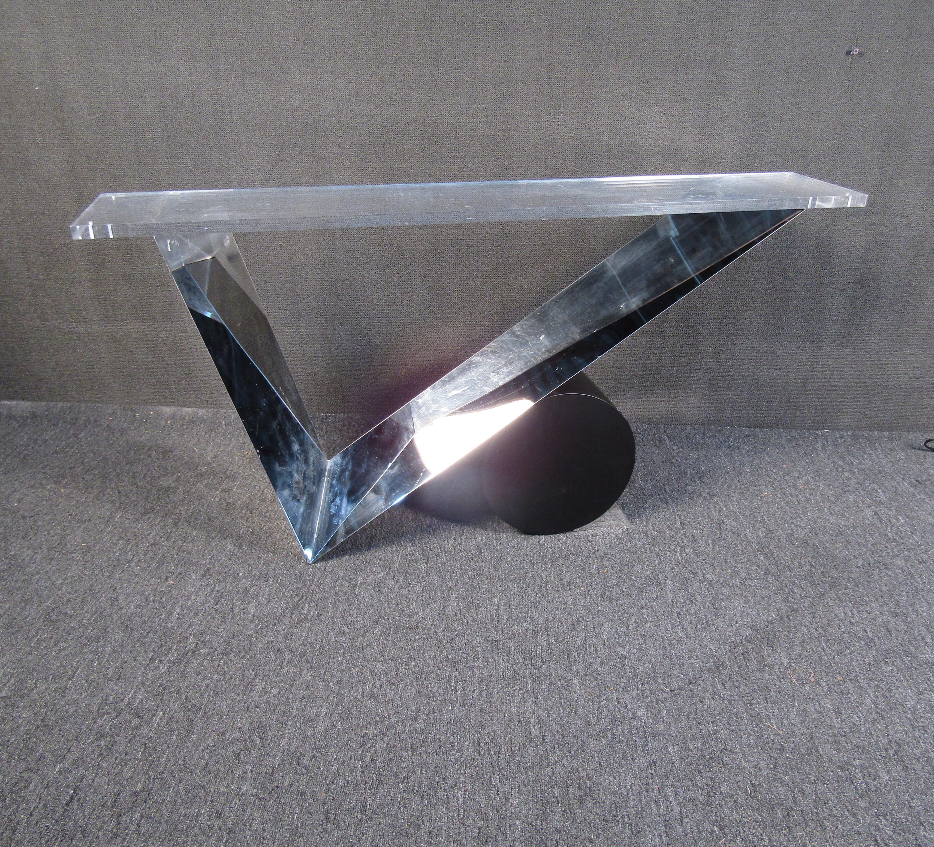 Modern Lucite and Mirror Console Table 3