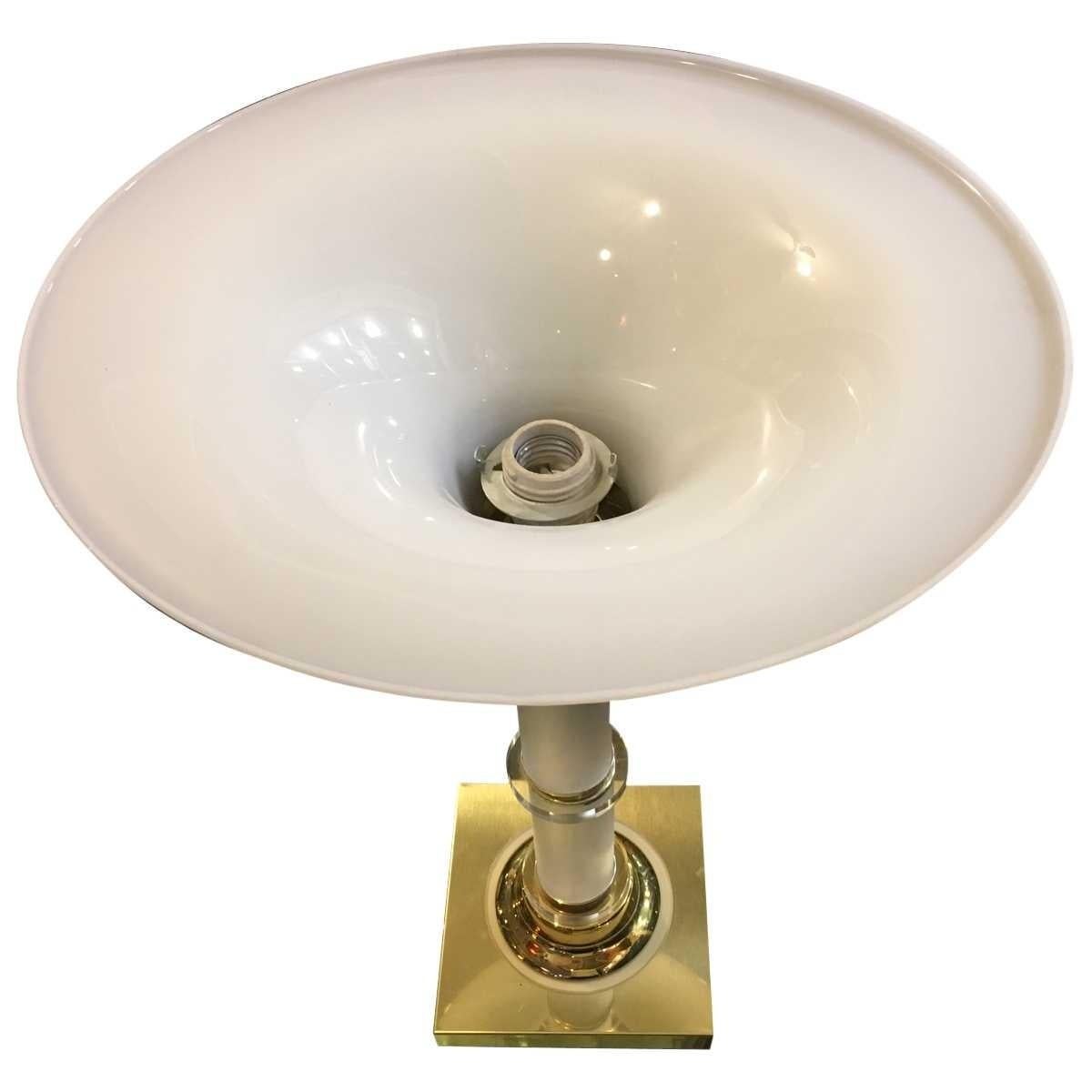 French Modern Lucite Brass Trumpet Table Lamp, 1970-1985 For Sale