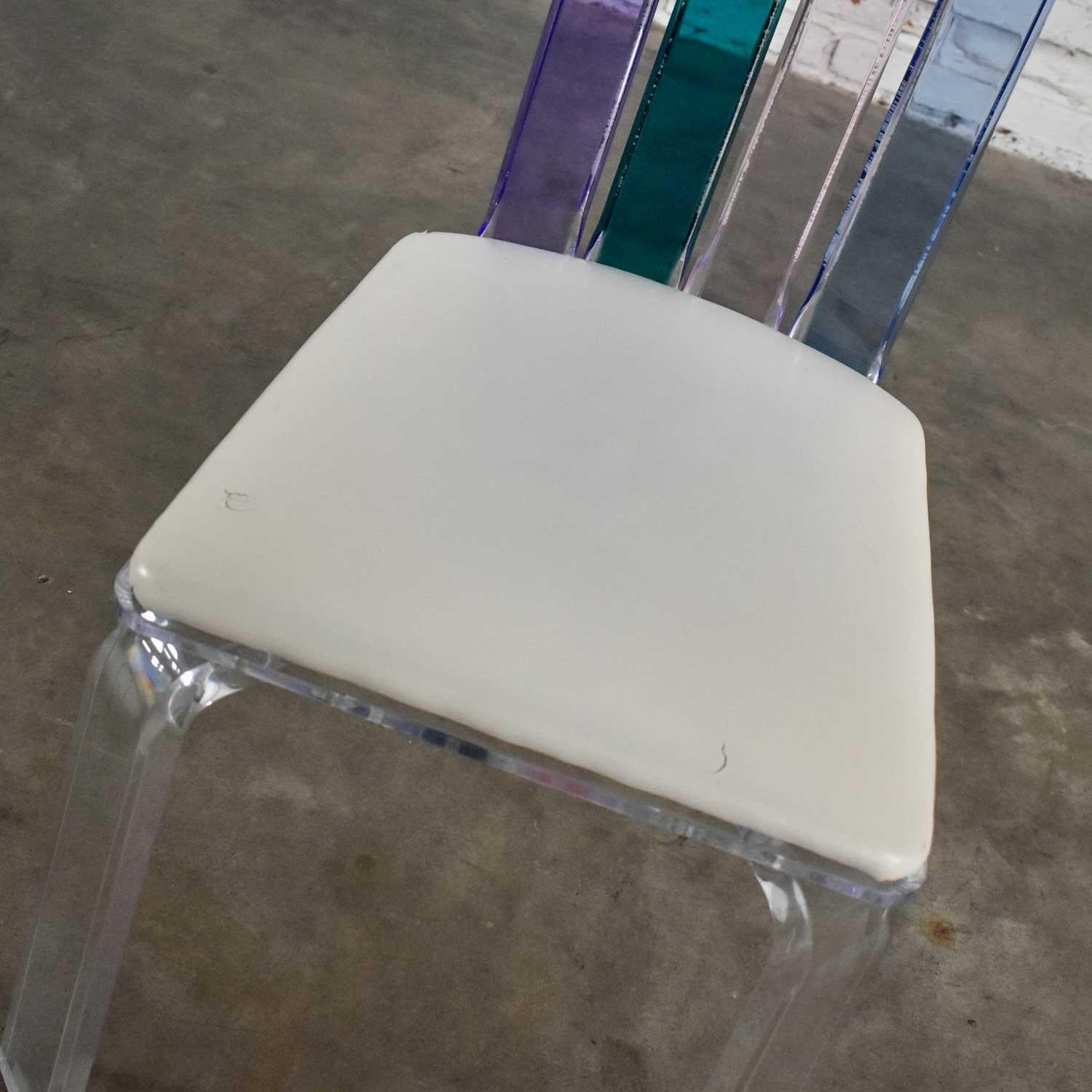 Modern Lucite Chair Rainbow Graduated Back Slats Attr Shlomi Haziza for H Studio For Sale 4