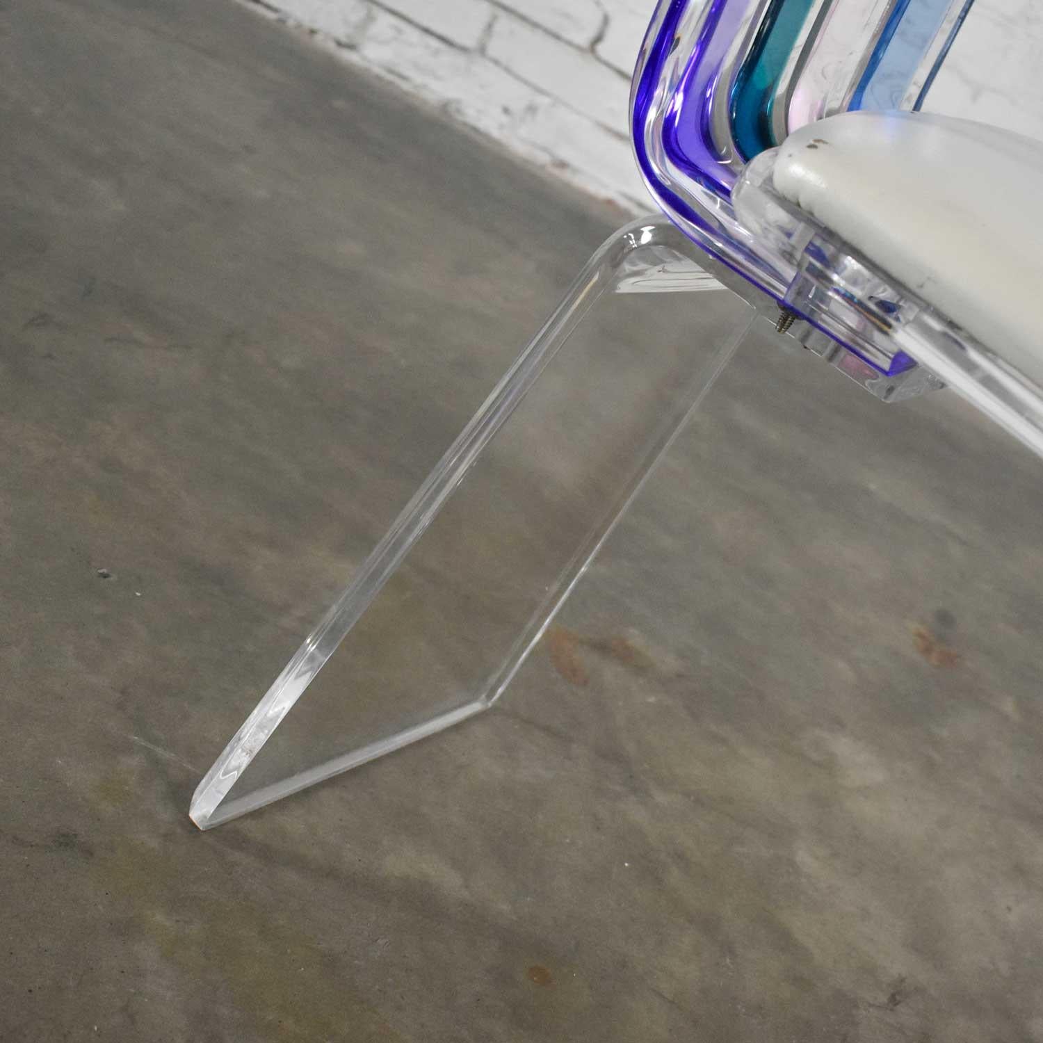 Modern Lucite Chair Rainbow Graduated Back Slats Attr Shlomi Haziza for H Studio For Sale 7