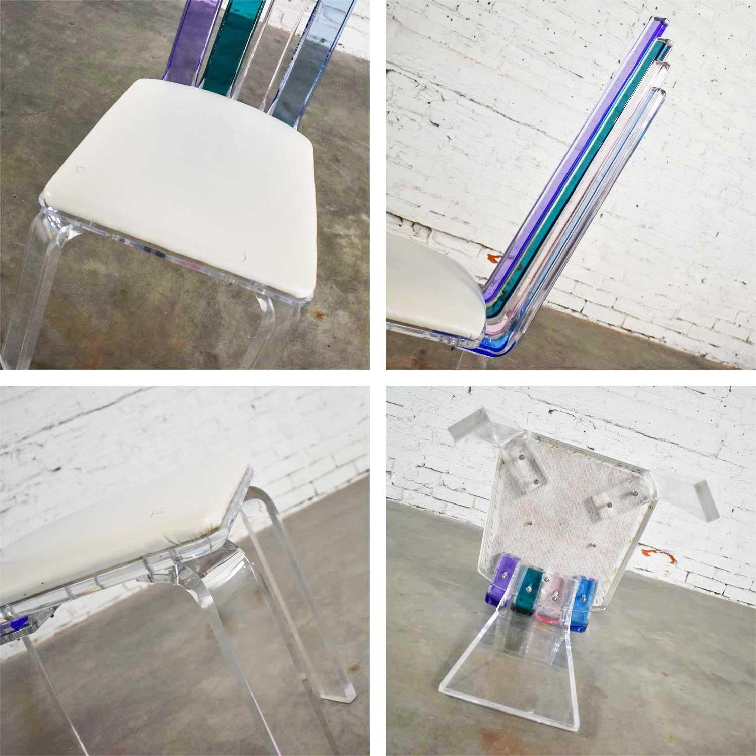 Modern Lucite Chair Rainbow Graduated Back Slats Attr Shlomi Haziza for H Studio For Sale 10