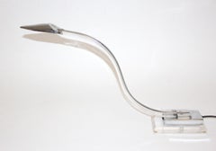 Modern Lucite Chromed Metal Vintage Snake Table Lamp, 1980s