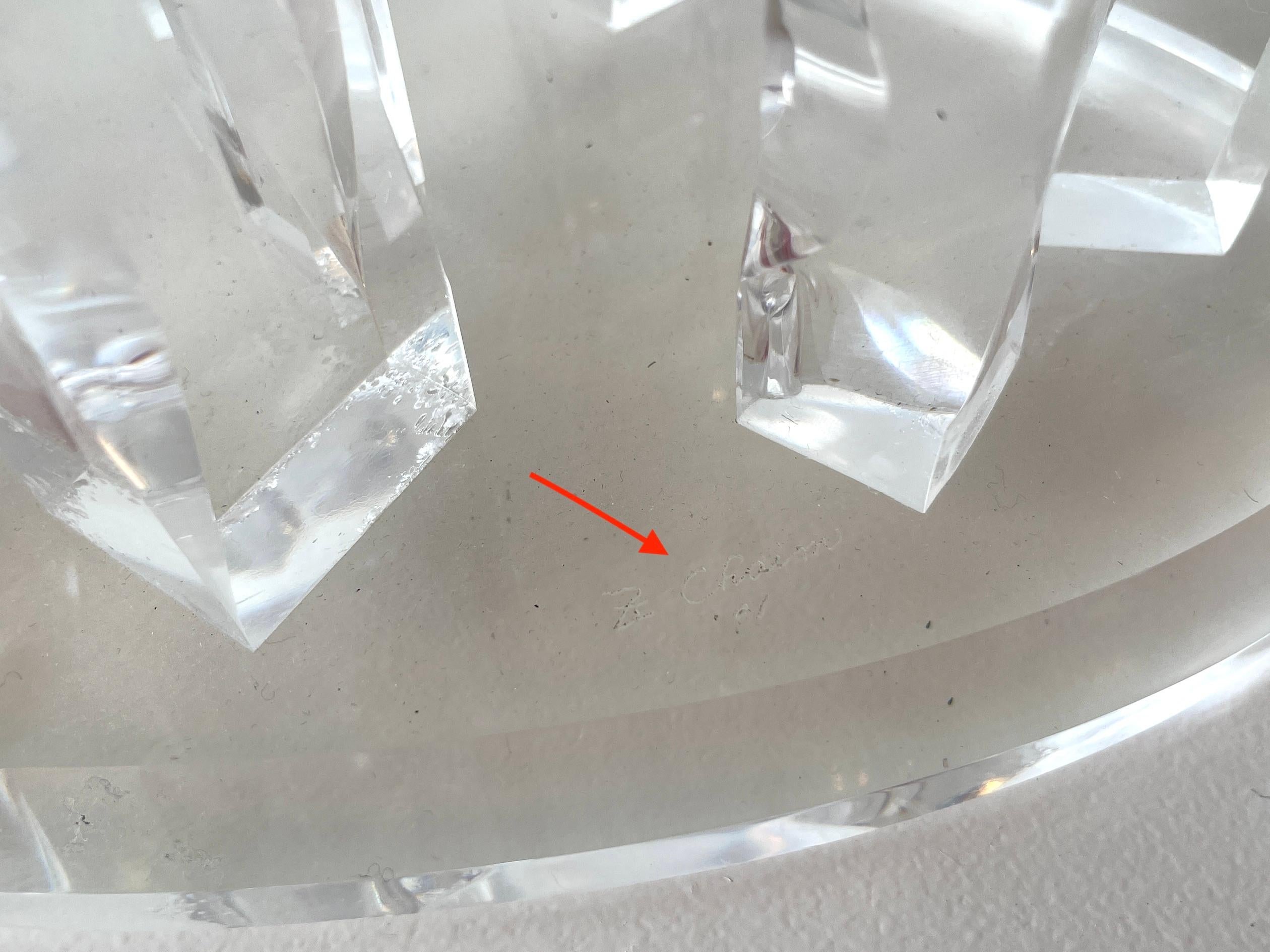 Lucite Scultura moderna in lucite 'Cityscape' Firmata, Z. Chaim '01 in vendita