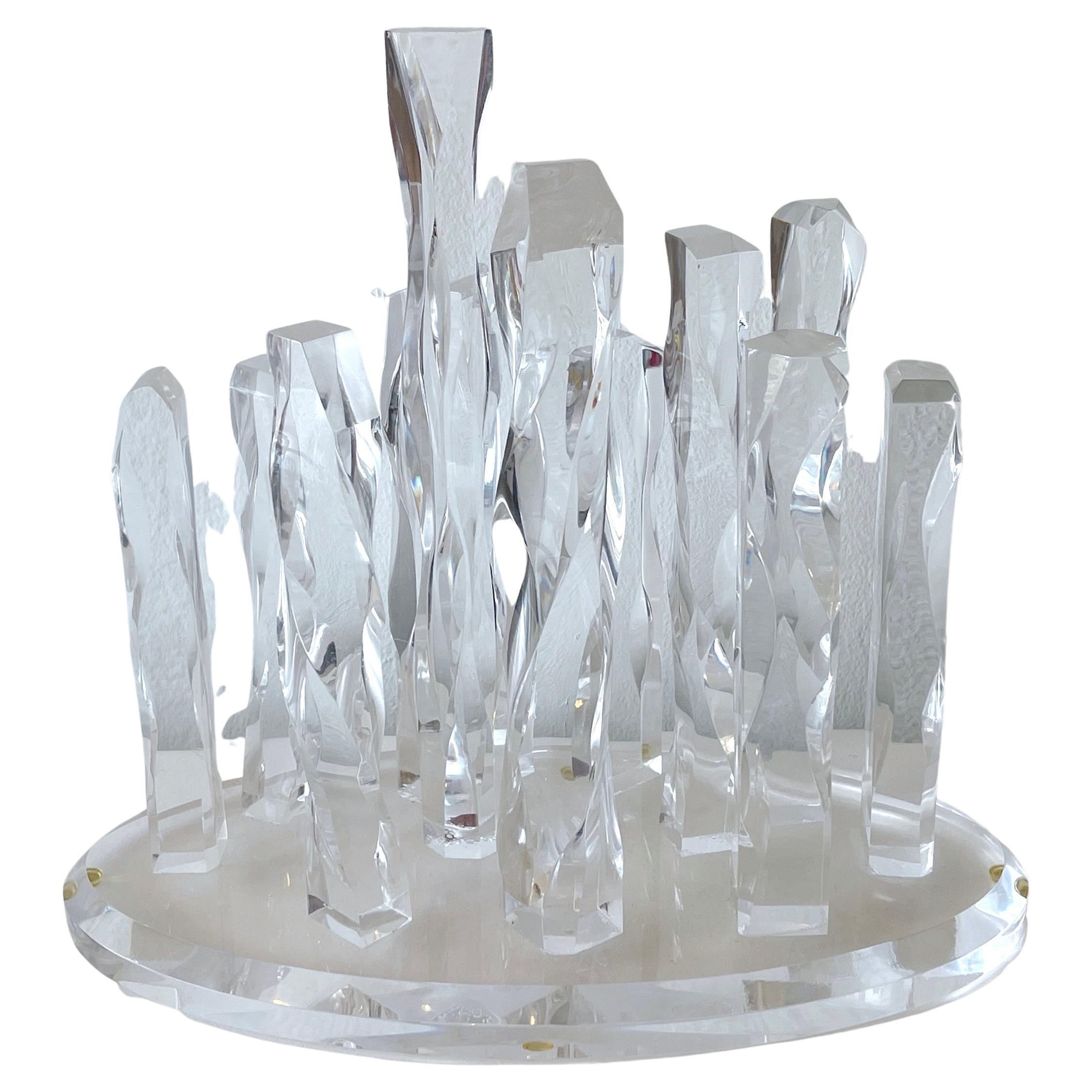 Scultura moderna in lucite 'Cityscape' Firmata, Z. Chaim '01 in vendita