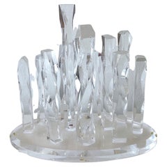 Moderne Skulptur „Cityscape“ aus Lucite, signiert, Z. Chaim '01