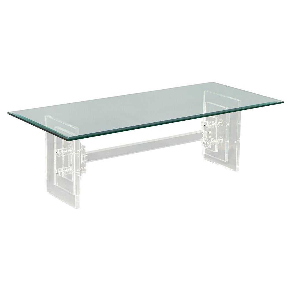 Cocktail Table moderno in lucite con base geometrica