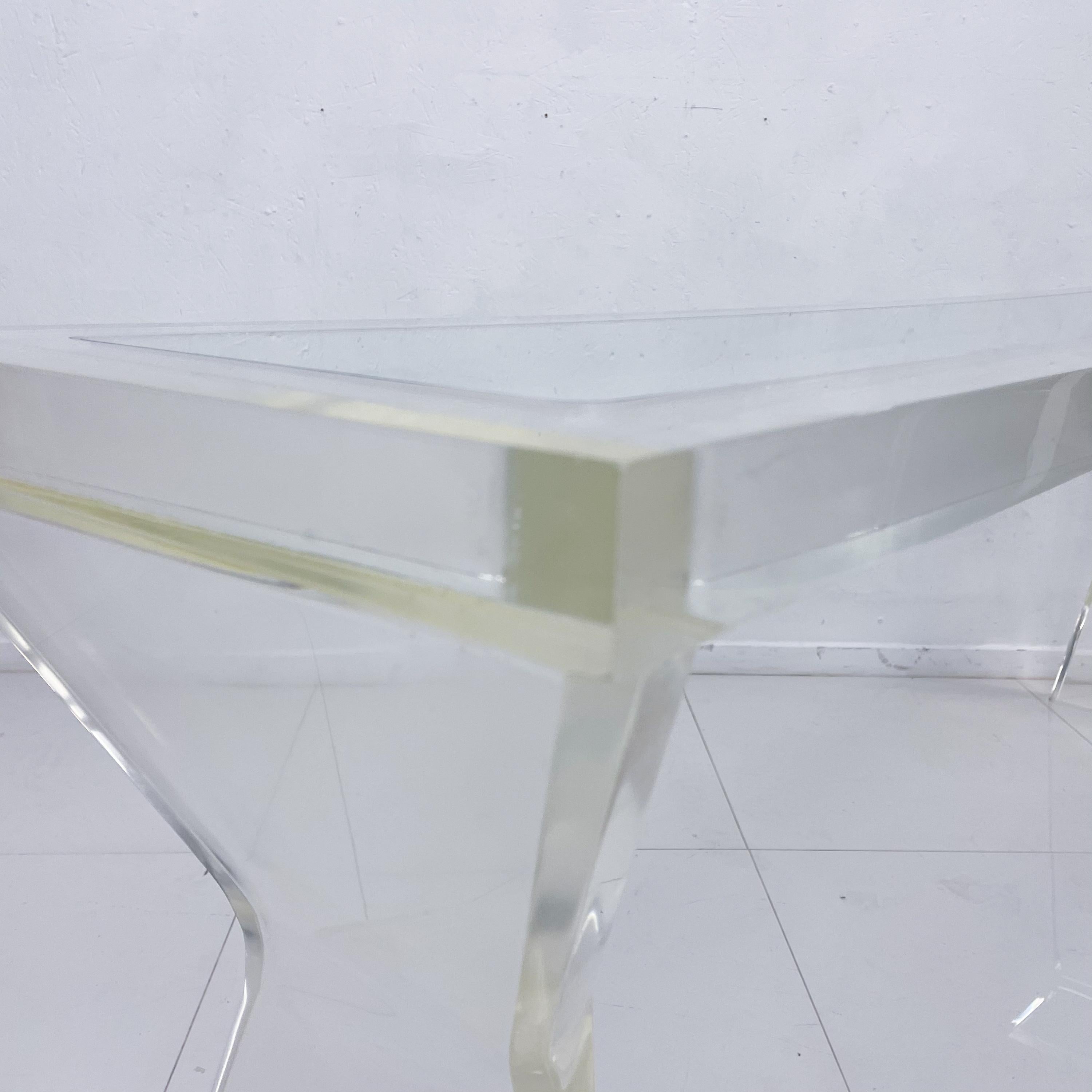 Tapered Lucite Sofa Table Console after Charles Hollis Jones Metric Line 1970s 4