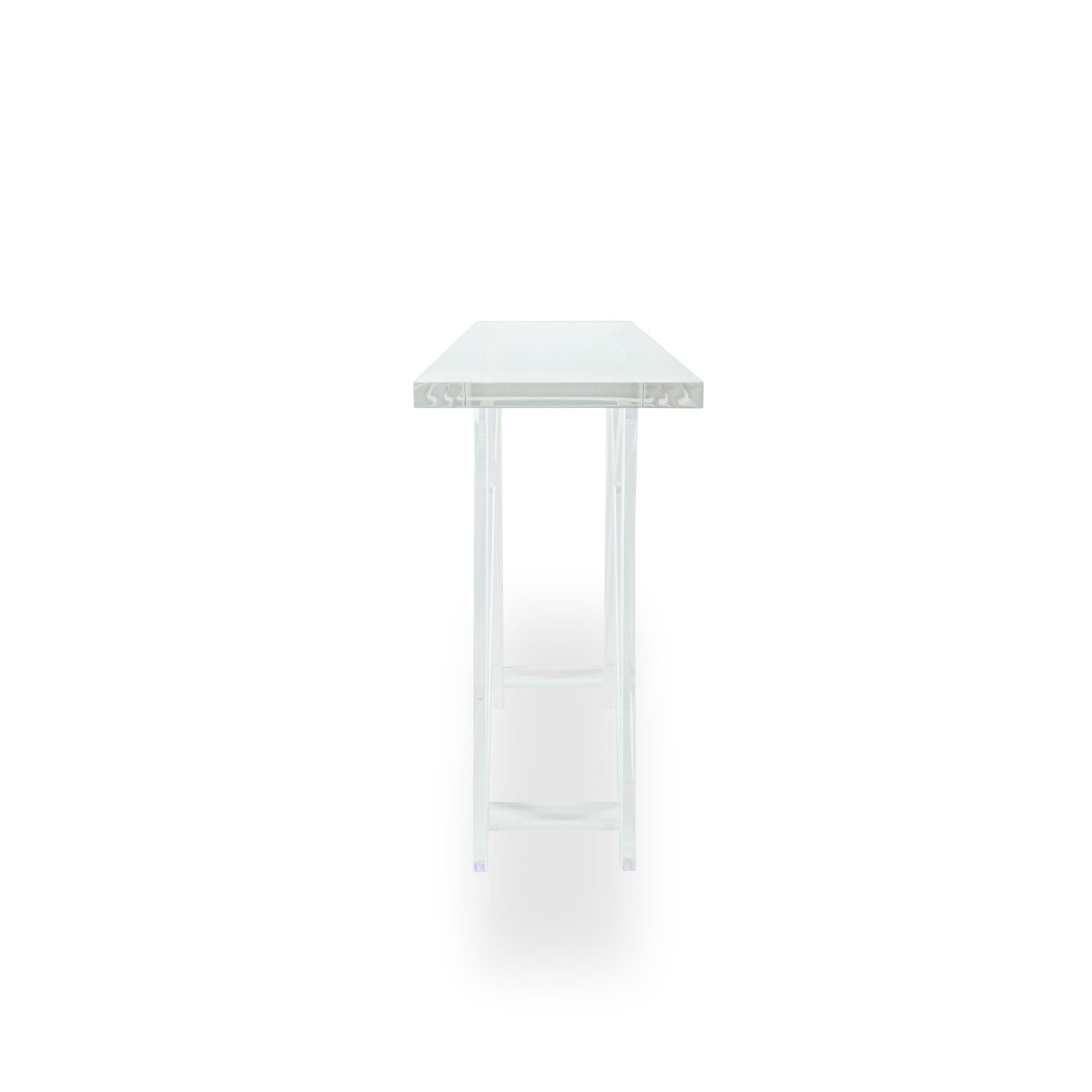 Contemporary Modern Lucite Console Table For Sale