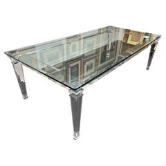 Modern Lucite Dining Table With Glass Top, 8' x 4'