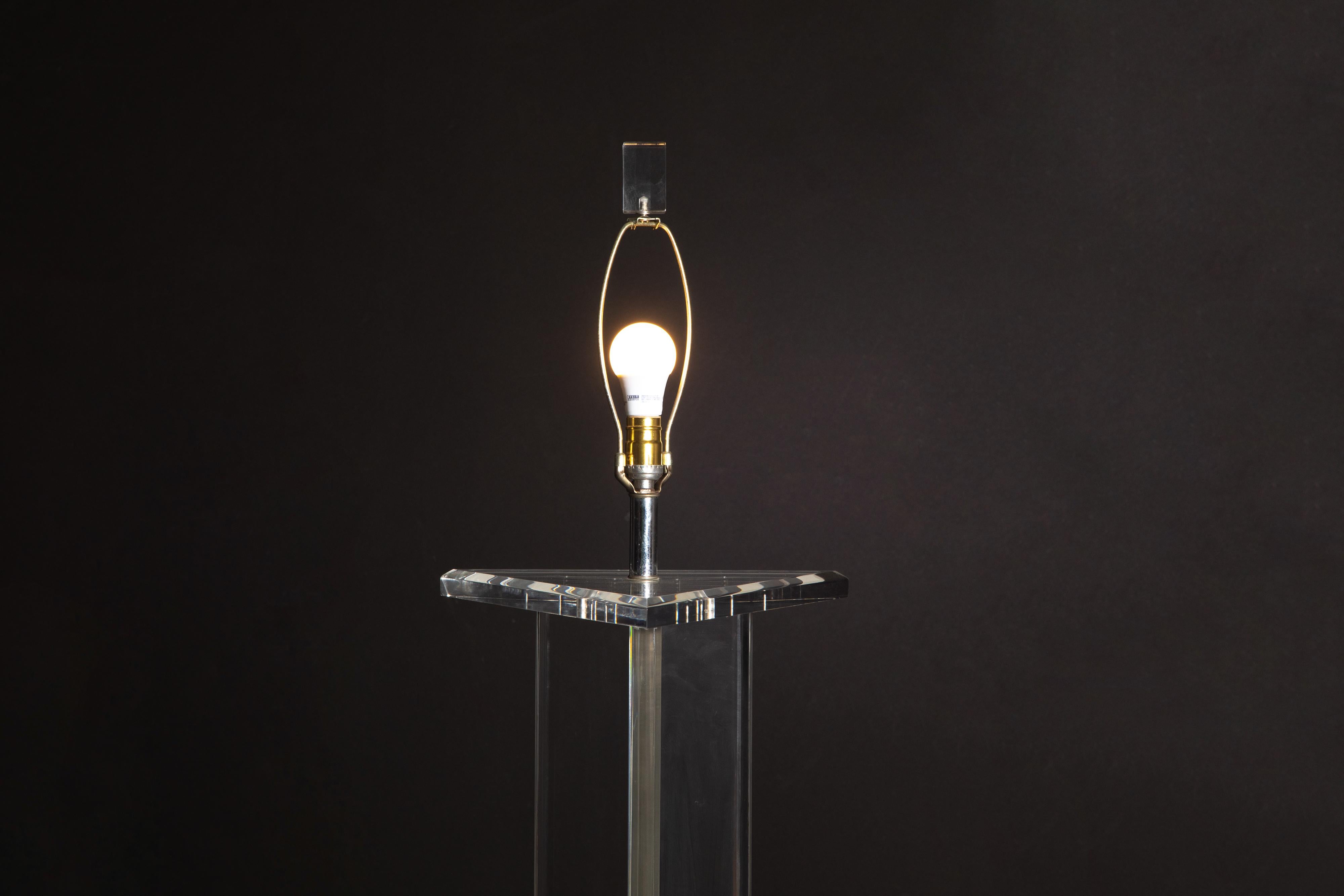 Modern Lucite Floor Lamp by Marlee, circa 1970s, Signed 8