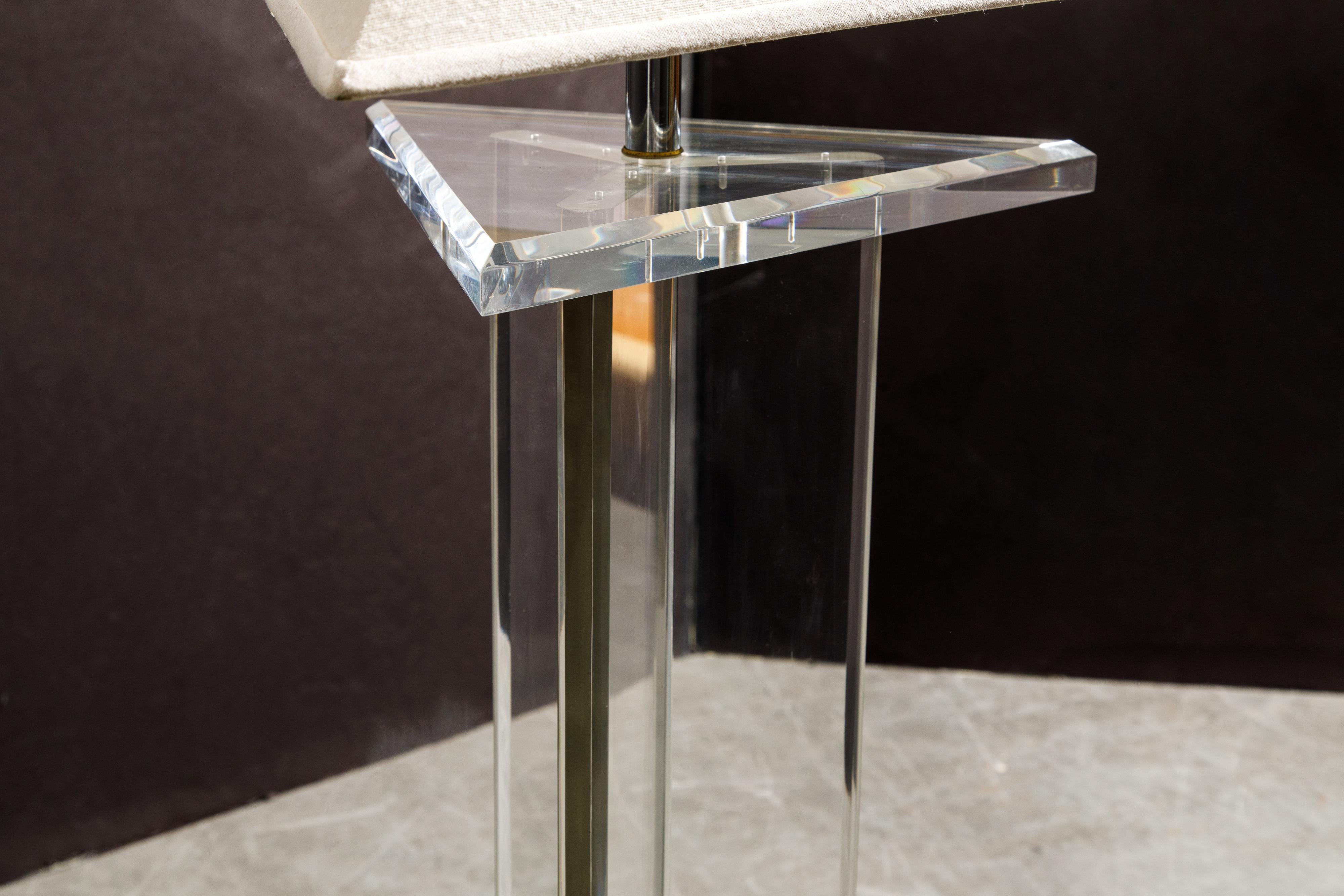 Modern Lucite Floor Lamp by Marlee, circa 1970s, Signed 9
