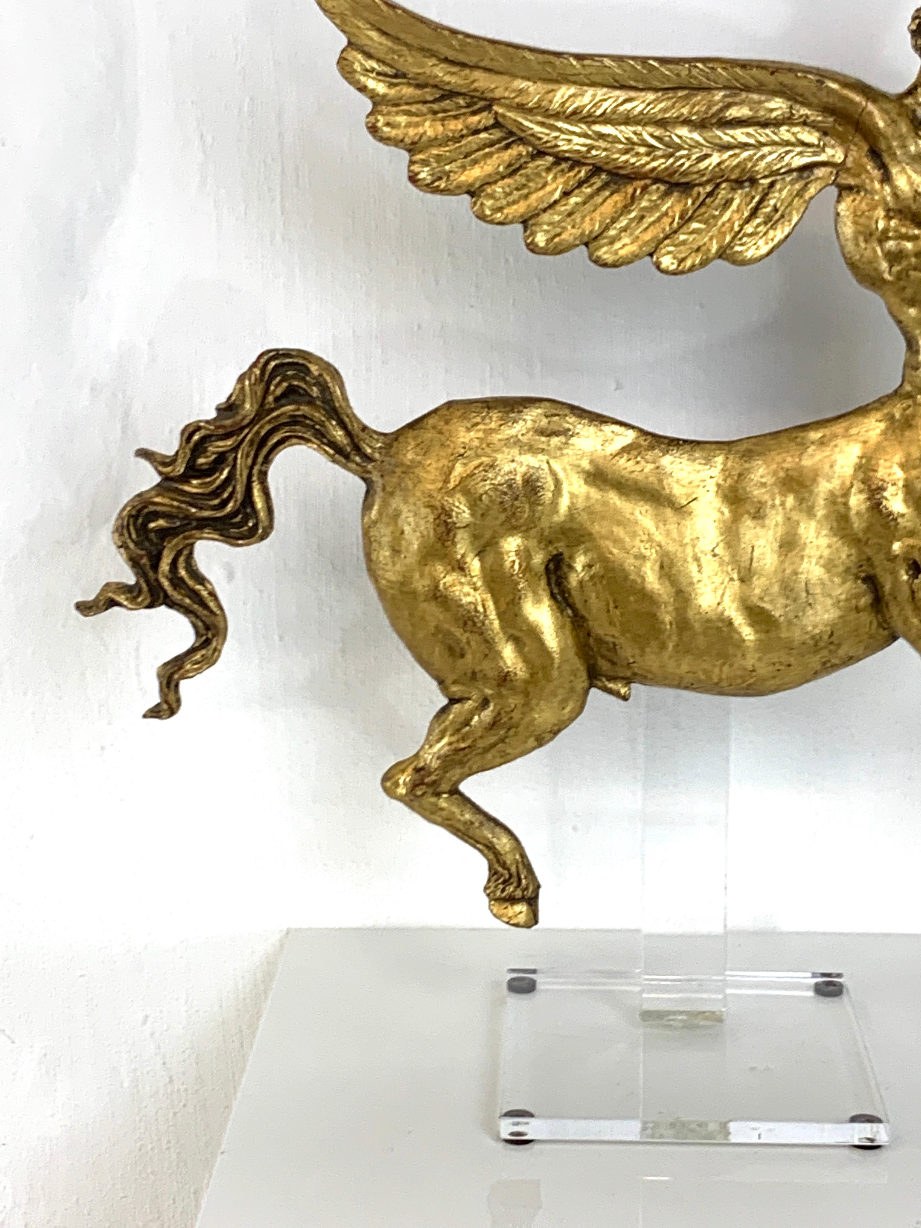 20th Century Modern Lucite and Gilt Lacquer Figure of a Centaur For Sale