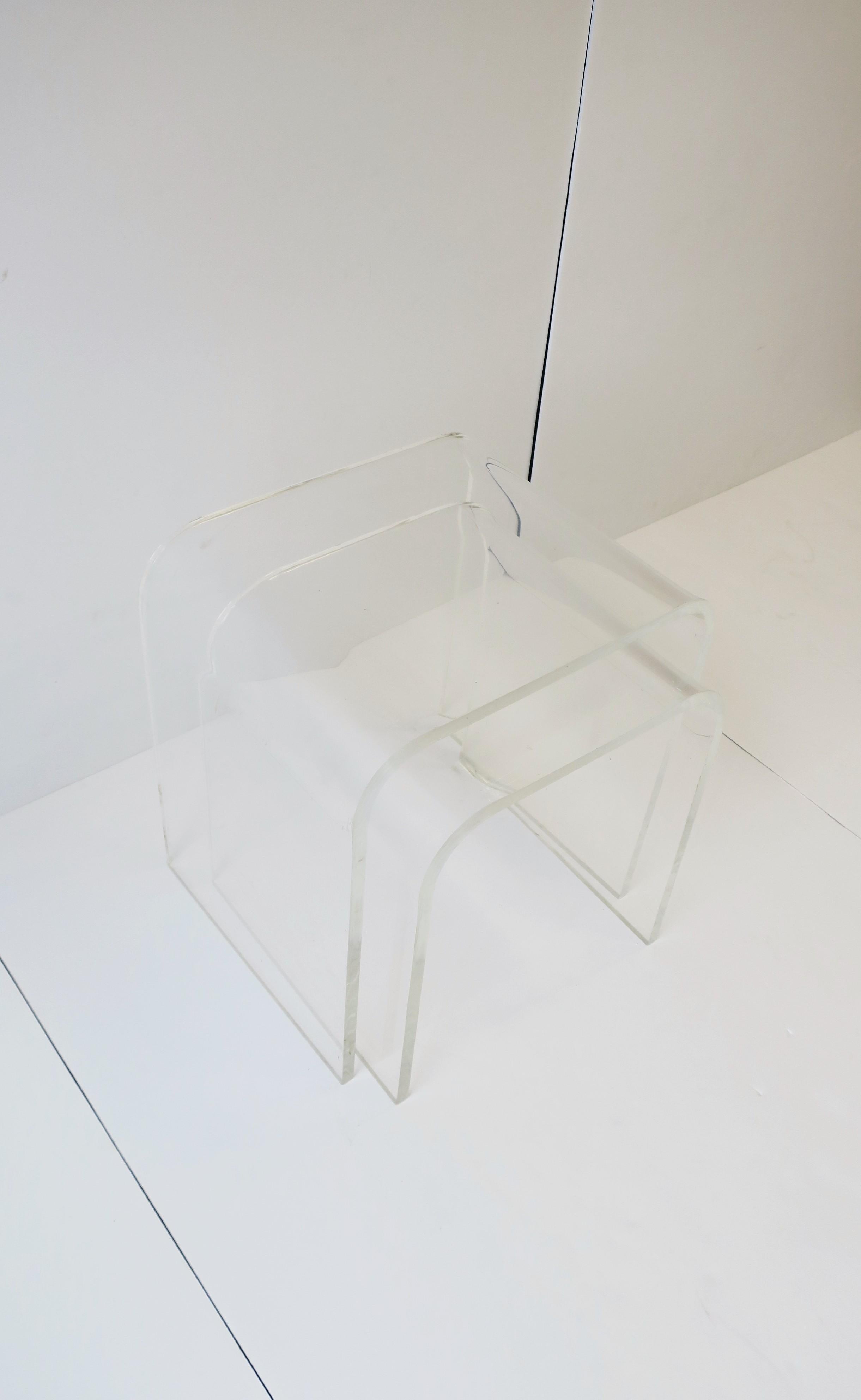 Modern Lucite Side Nesting Tables with Waterfall Edge 2