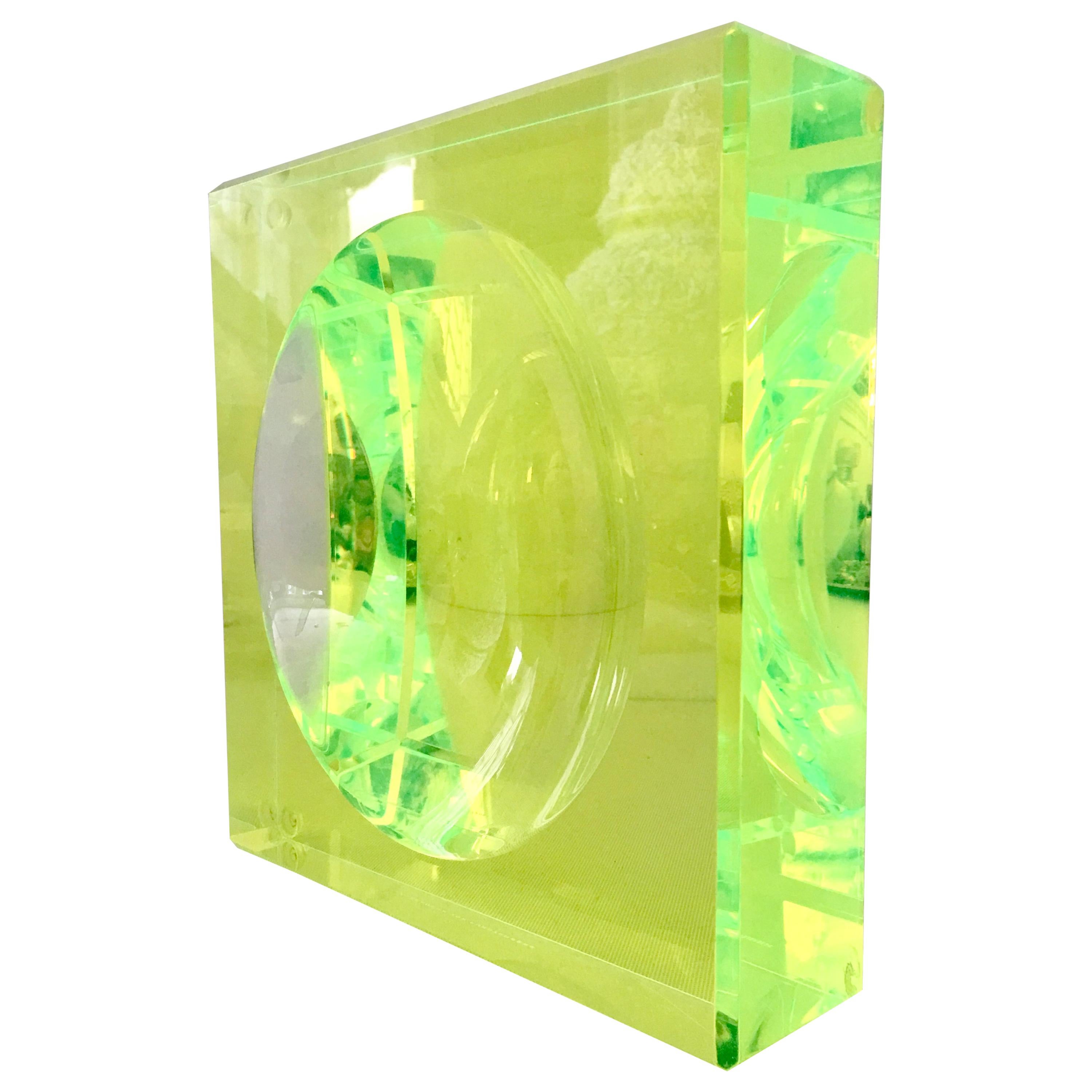 Modern Lucite Optic Square & Round Green Bowl By, Alexendra Von Furstenberg