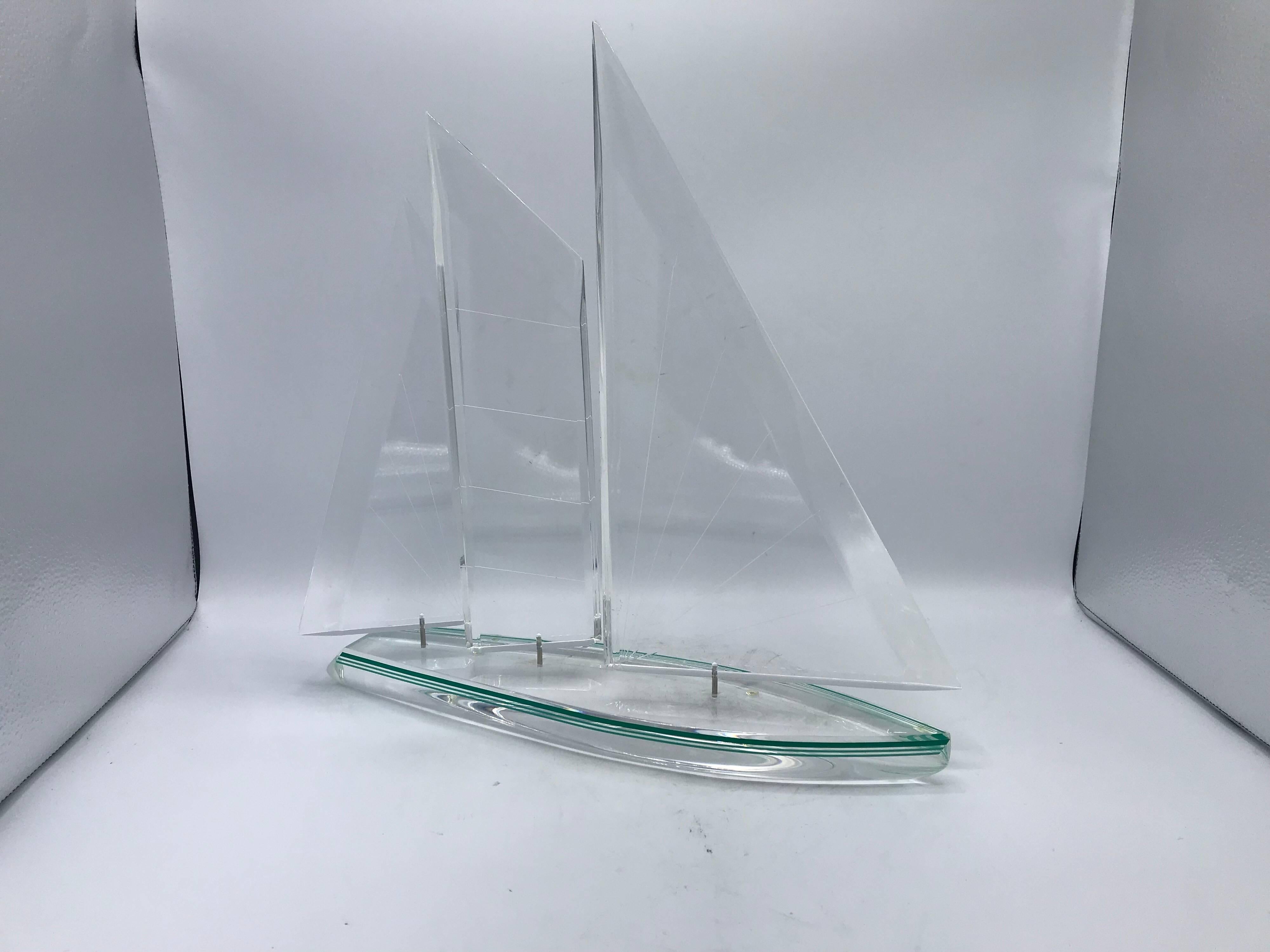 Modern Lucite Sailboat Sculpture In Good Condition In Richmond, VA