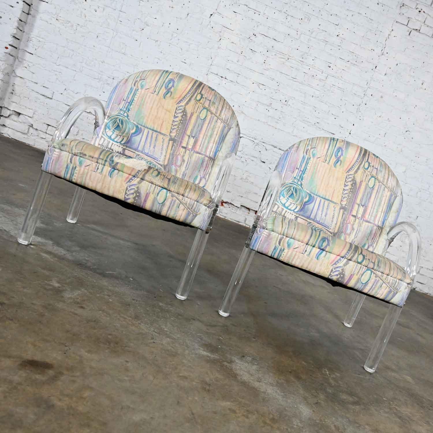 Modern Lucite Waterfall Side Chairs Attr to Leon Rosen for The Pace Collection 6
