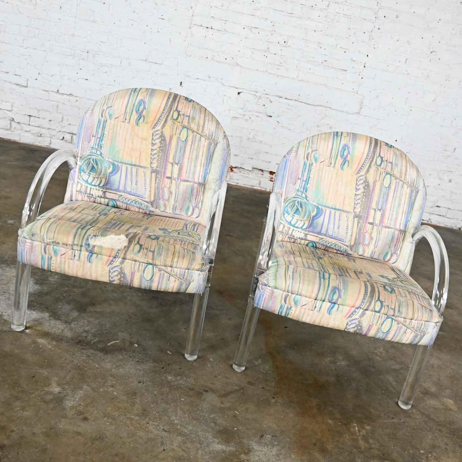American Modern Lucite Waterfall Side Chairs Attr to Leon Rosen for The Pace Collection