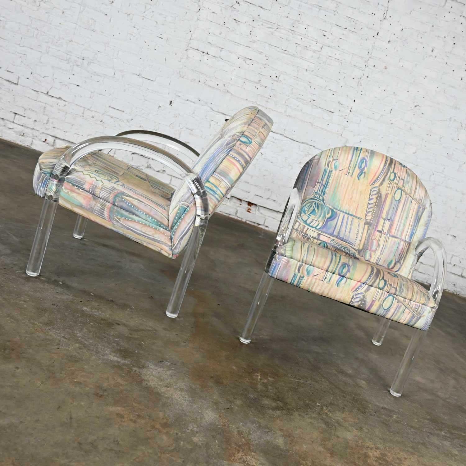 Modern Lucite Waterfall Side Chairs Attr to Leon Rosen for The Pace Collection In Good Condition In Topeka, KS