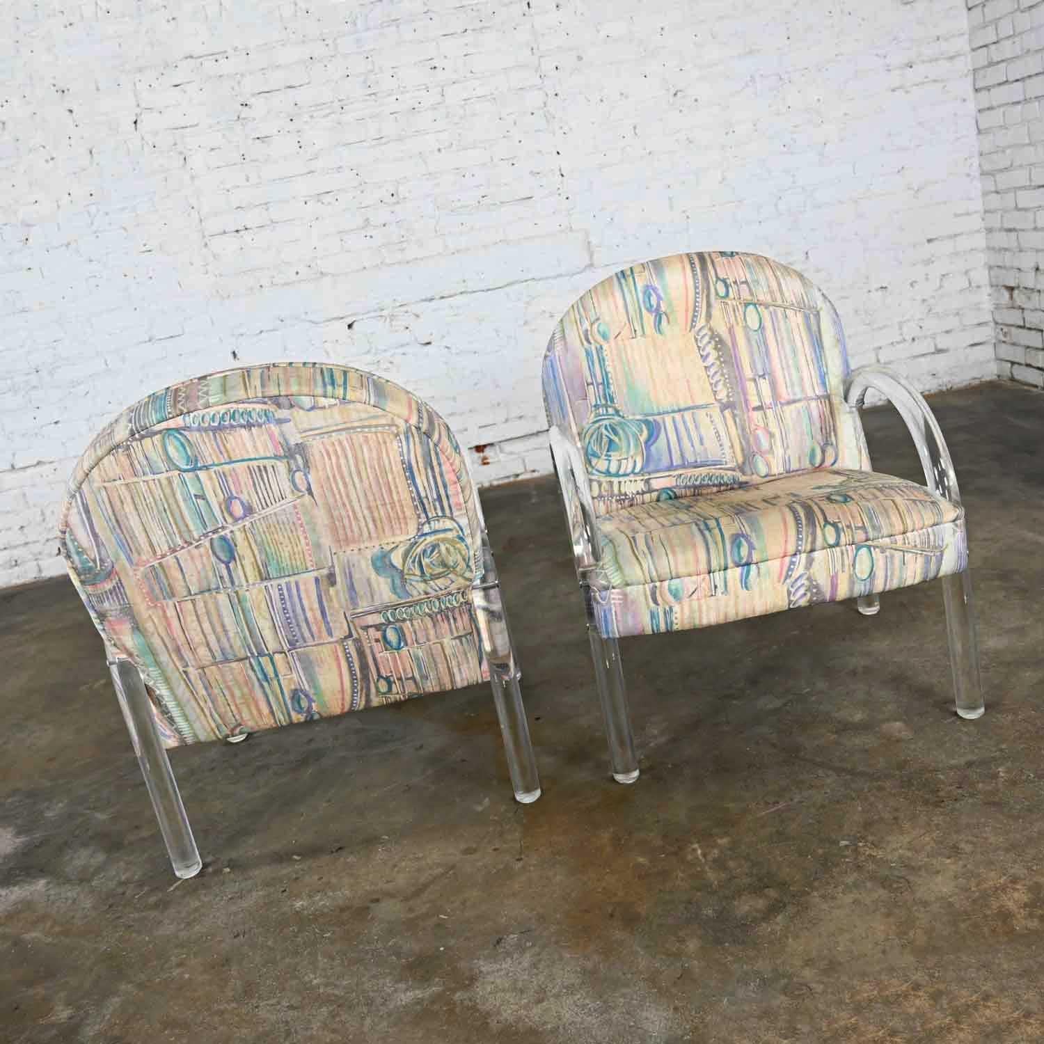 20th Century Modern Lucite Waterfall Side Chairs Attr to Leon Rosen for The Pace Collection