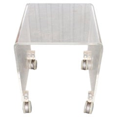 Modern Lucite Waterfall Side Table on Casters