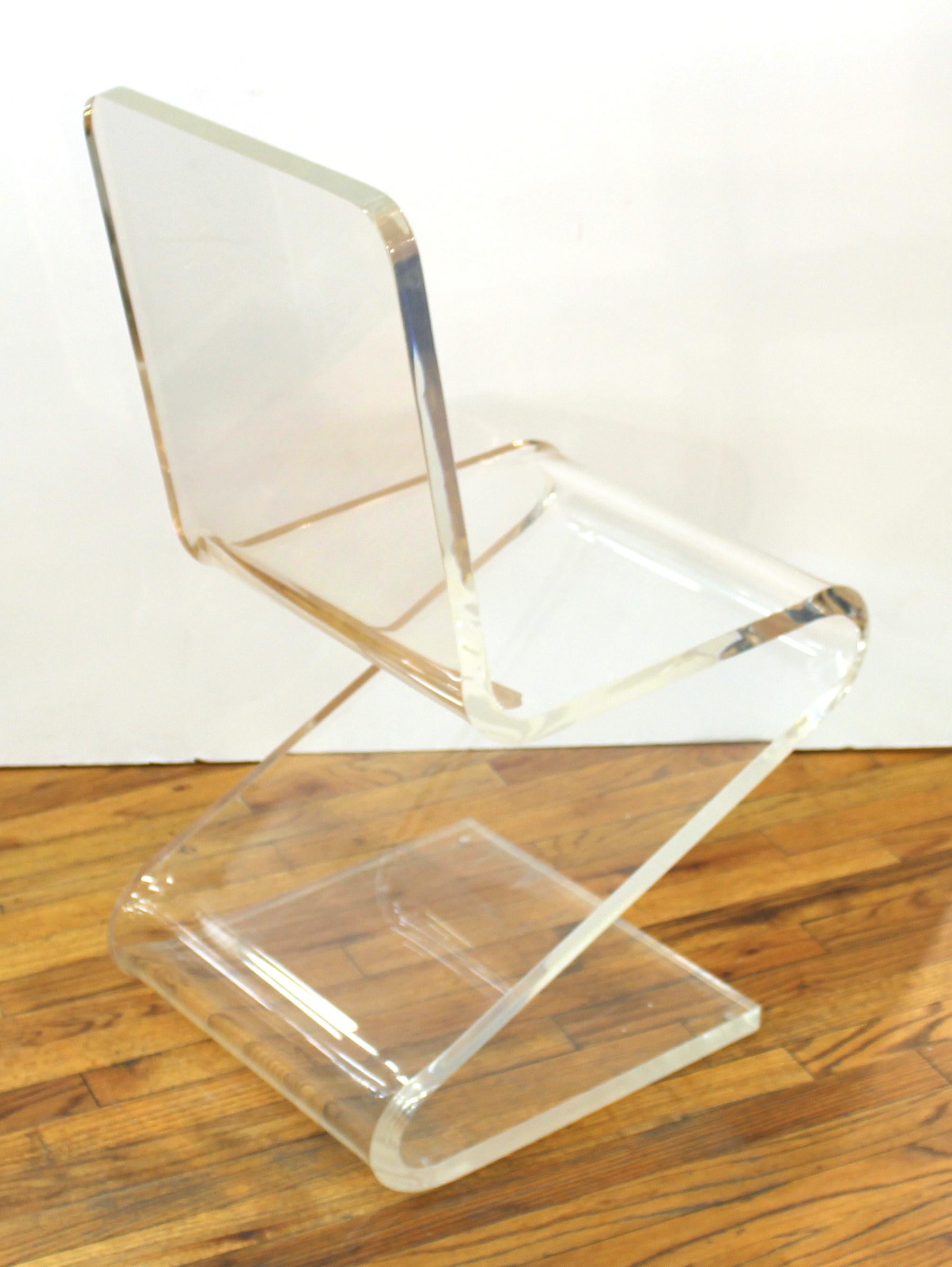 Unknown Modern Lucite 'Z' Cantilever Chair