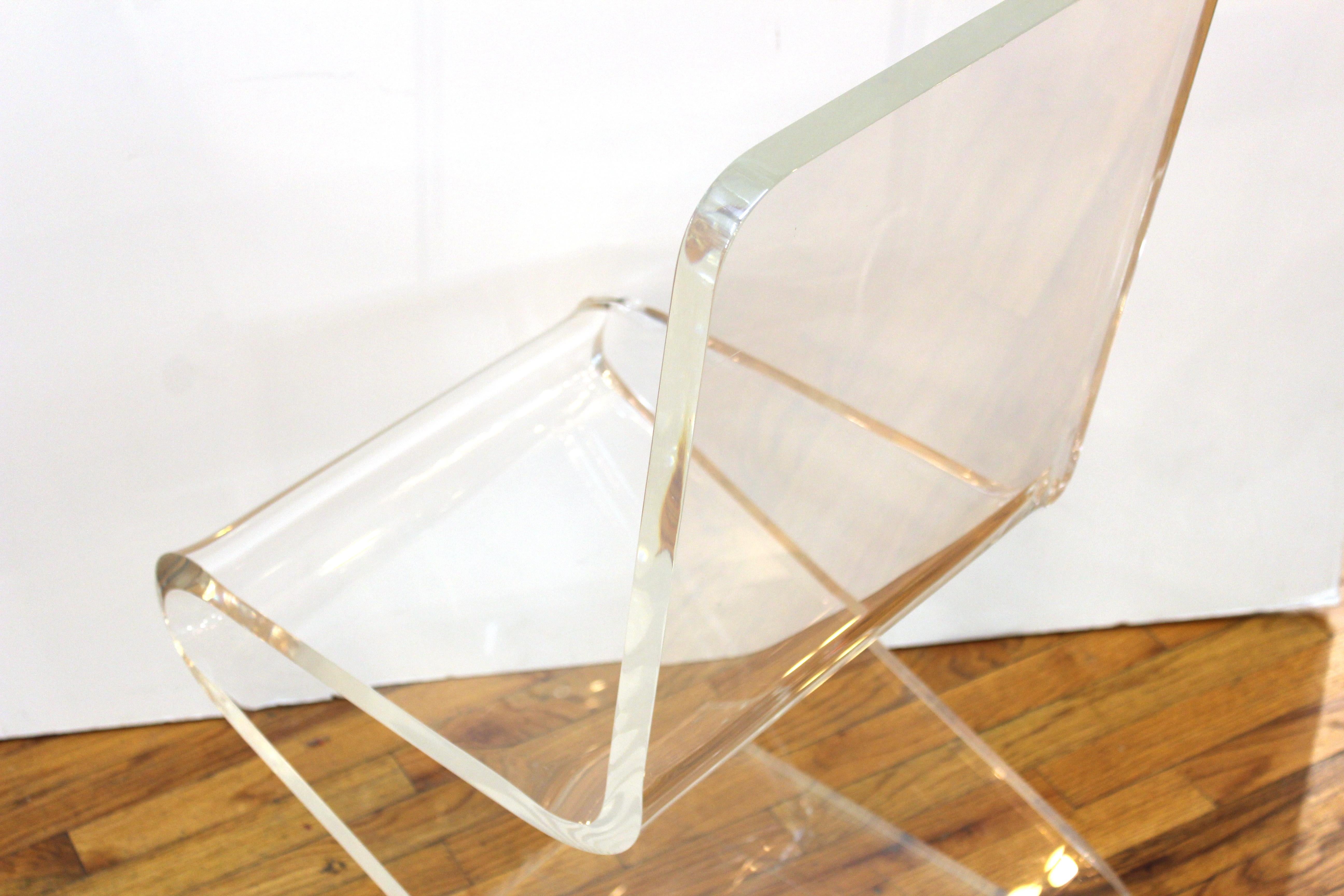 20th Century Modern Lucite 'Z' Cantilever Chair