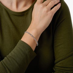 Modern Lugano rose cut diamond 18k white gold coil bangle