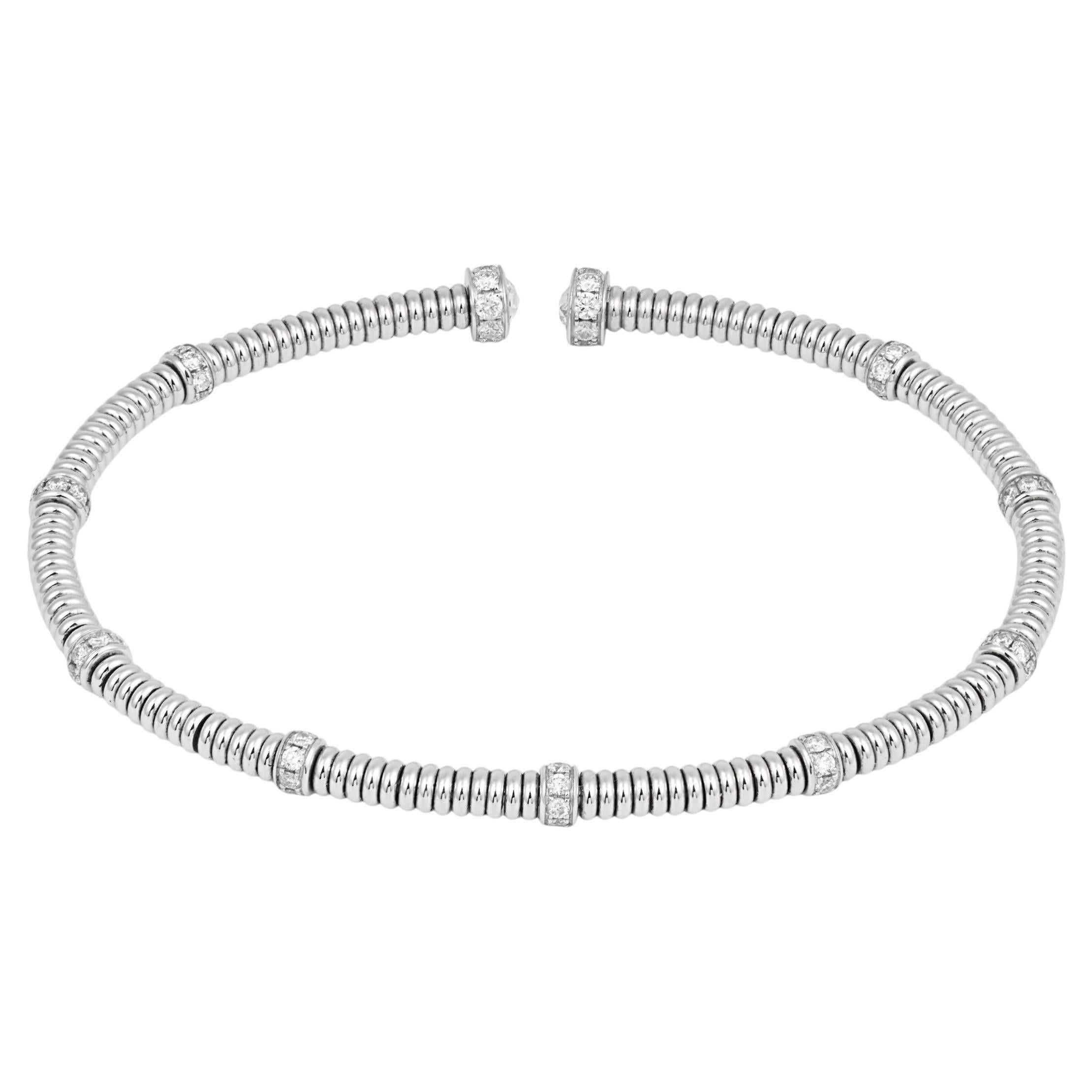 Braccialetto a spirale in oro bianco 18 carati con diamante taglio rosa di Lugano, moderno