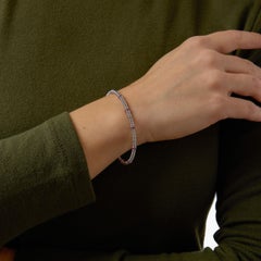 Modern Lugano rose cut diamond ruby 18k white gold coil bangle