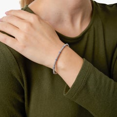 Modern Lugano rose cut diamond sapphire 18k white gold coil bangle