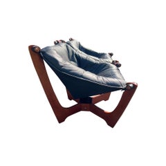 Modern Luna Floating Designer Chairs in Black Leather a Pair