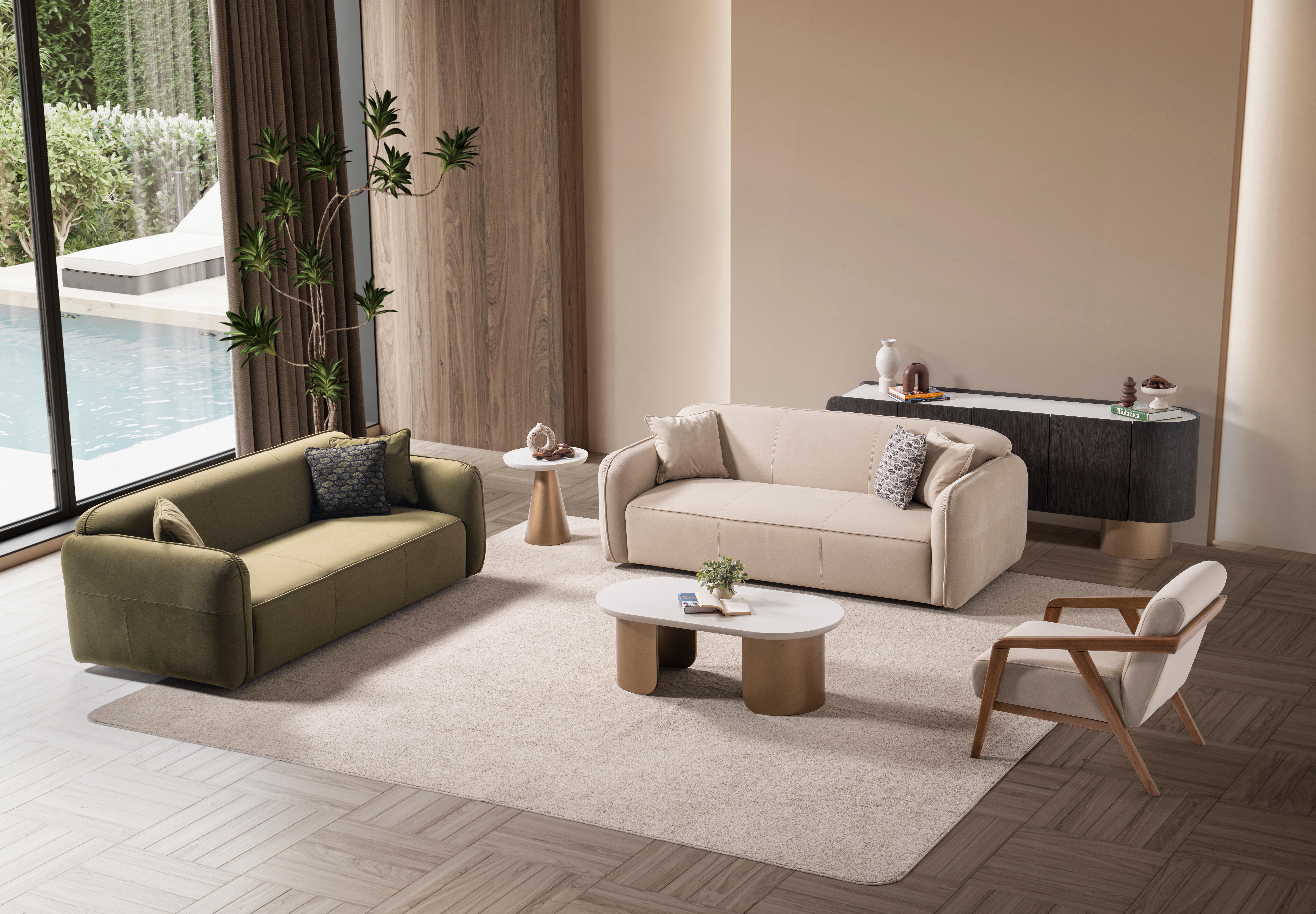 Modern Luna Sofa Set ( 2 Three-Seaters 2 Armchairs) For Sale 3