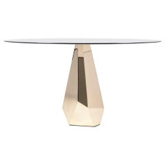 Mesa Centro Lux Espejo Moderno Bronce Verdadero Pulido y Tapa de Espejo de Cristal Ahumado