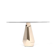 Tavolo da centro in bronzo vero lucidato e piano a specchio in vetro fumé di Modern Lux Mirror