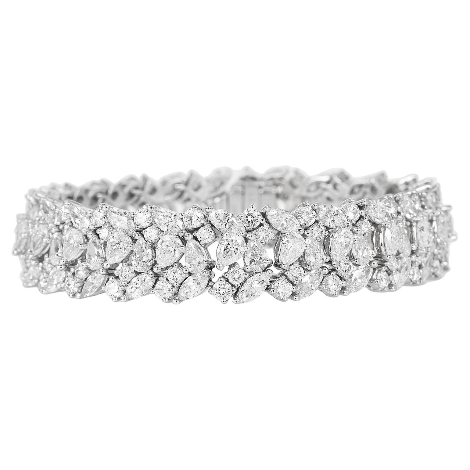 Modern Luxurious 24.50 carats Diamond Platinum Wrap Bracelet