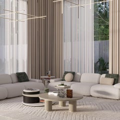 Modern Luxury FUSION Coffee Table with Handcrafted Wood Veneer and Gold Details