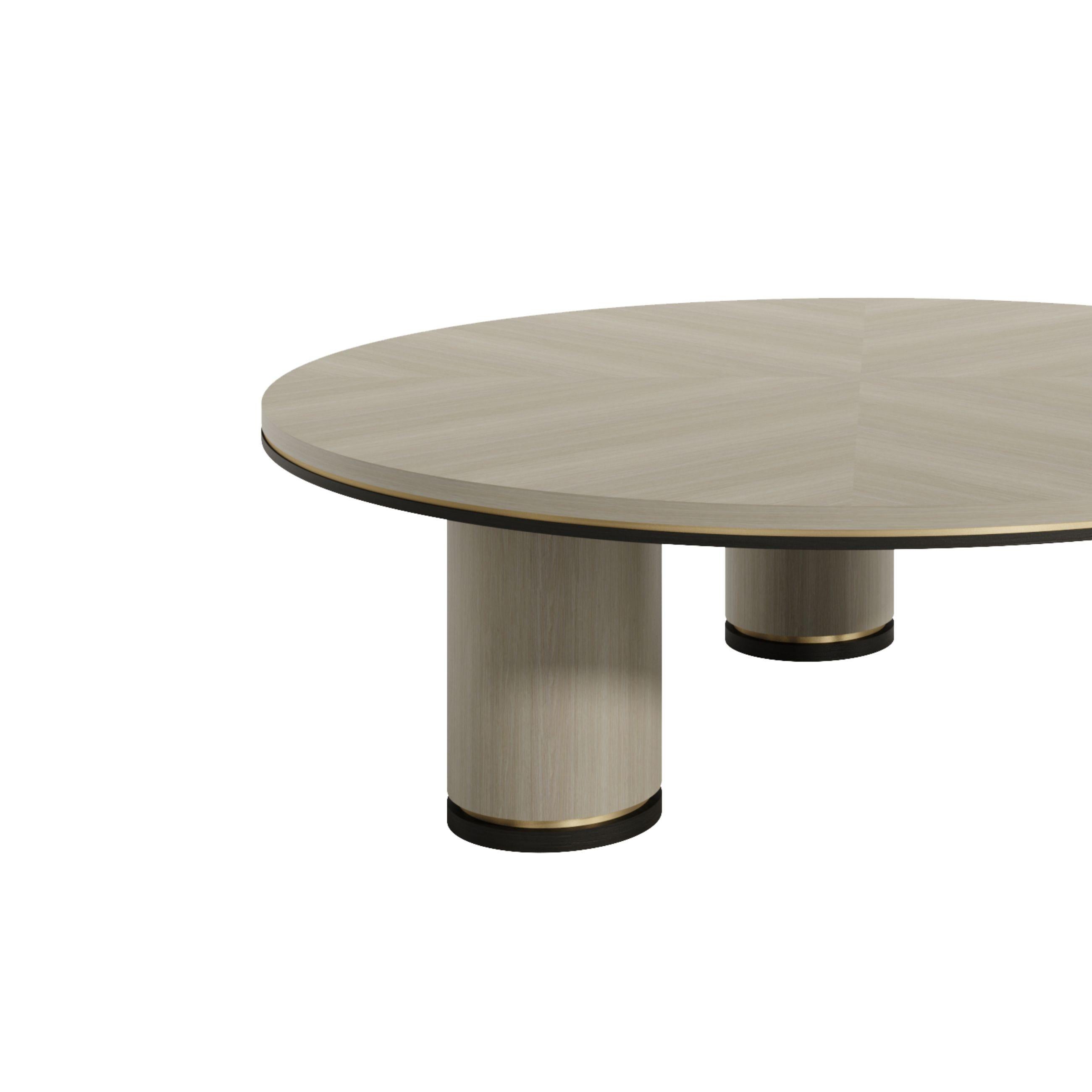 Table basse moderne et luxueuse FUSION avec placage de bois artisanal et détails dorés Neuf - En vente à Frazão, Porto