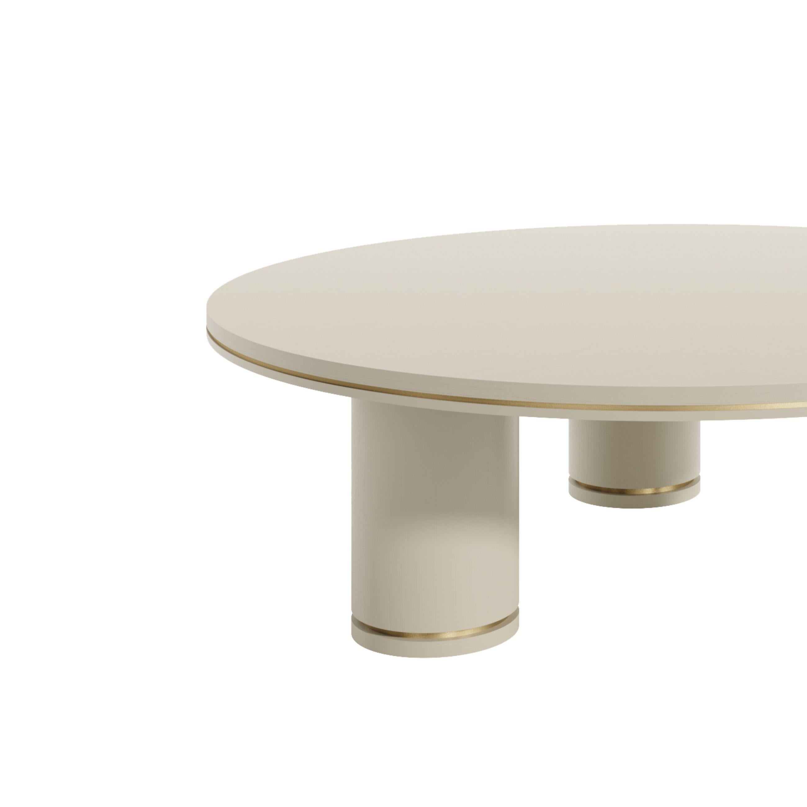 Bois Table basse moderne et luxueuse FUSION avec placage de bois artisanal et détails dorés en vente