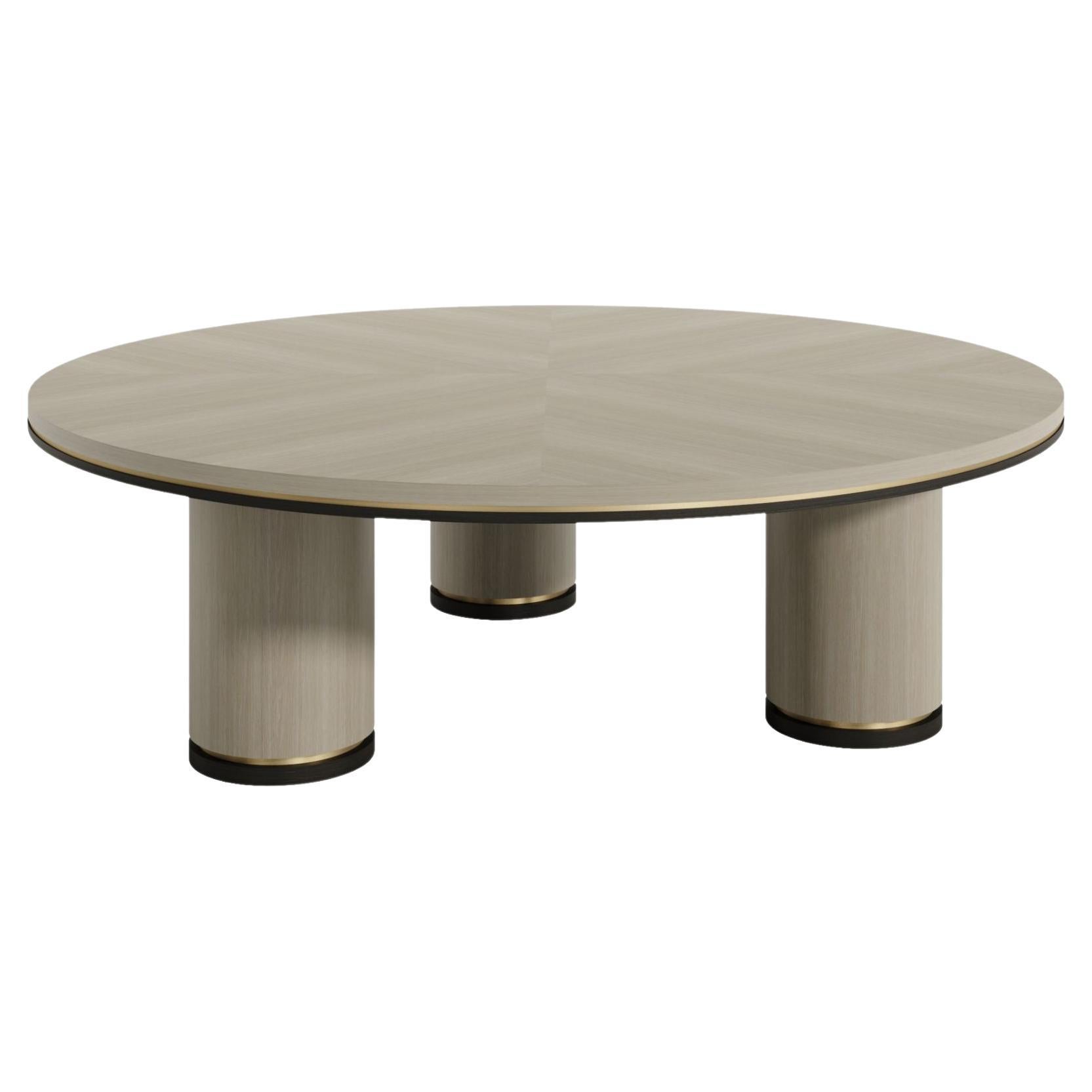 Modern Luxury FUSION Coffee Table with Handcrafted Wood Veneer and Gold Details