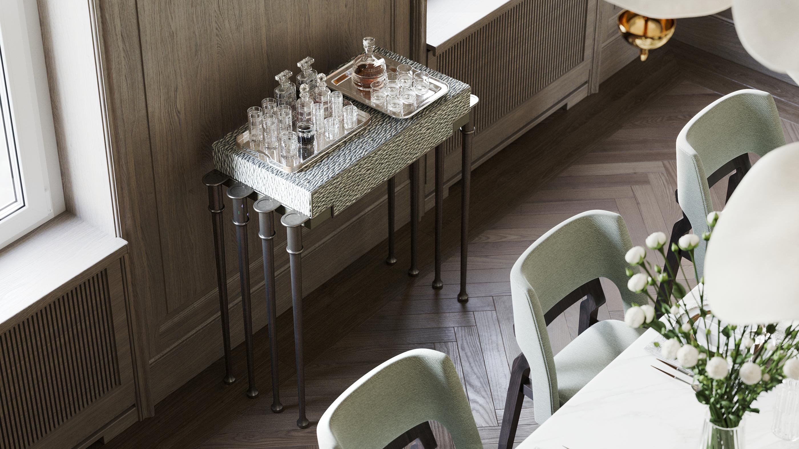 Table console de décoration de luxe Clavis Modern Luxury avec tiroir et torsion Art Déco en vente 4