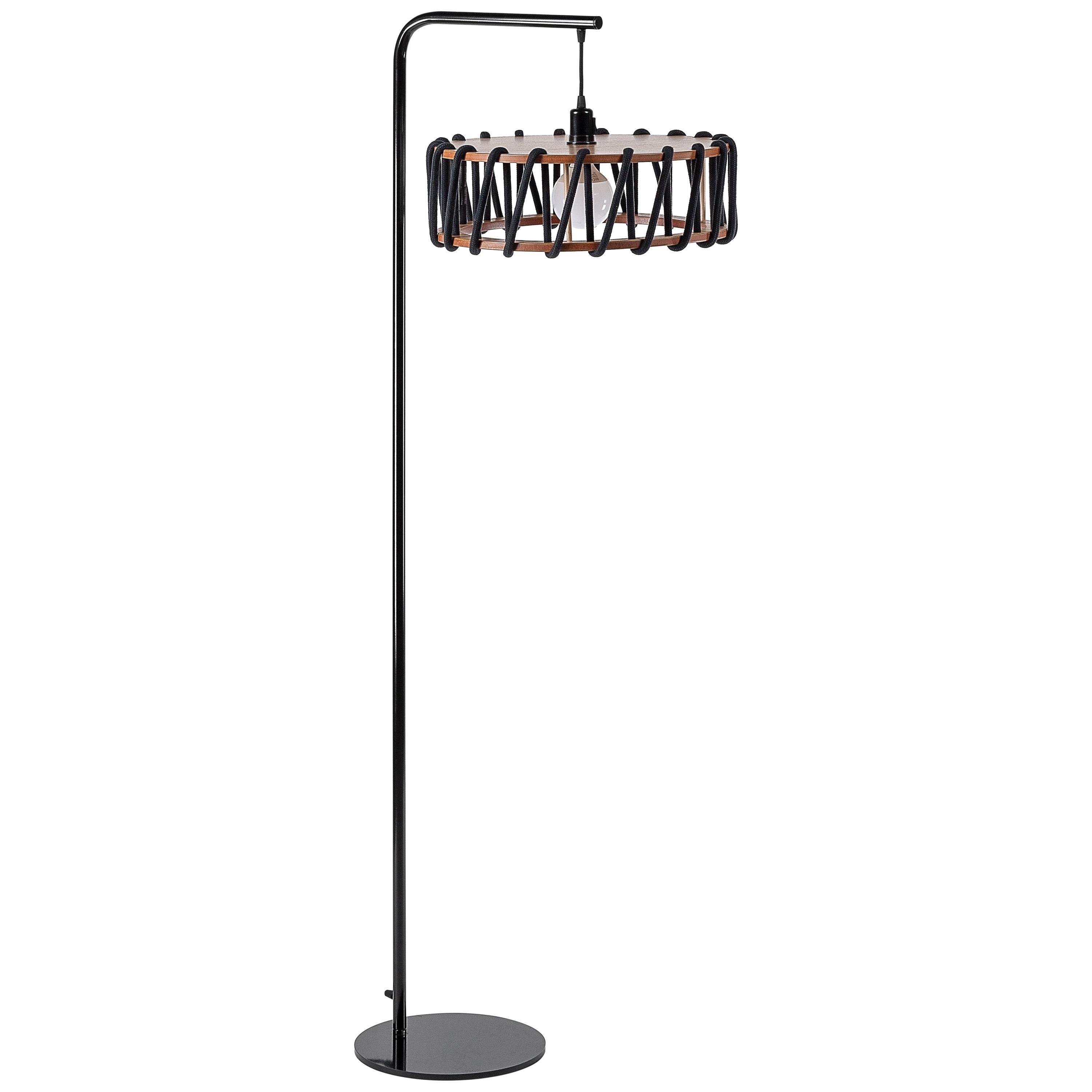 Modern Macaron Floor Lamp, Black Frame, D45 For Sale