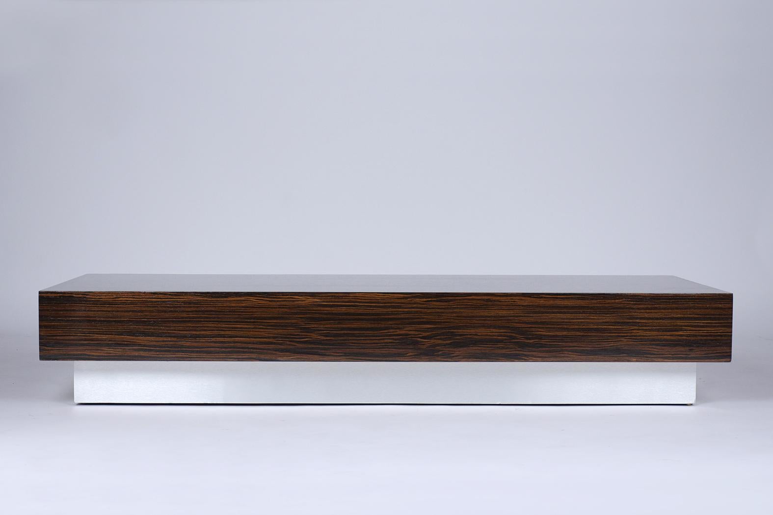 Extraordinary French Mid-Century Modern Macassar Coffee Table In Good Condition For Sale In Los Angeles, CA