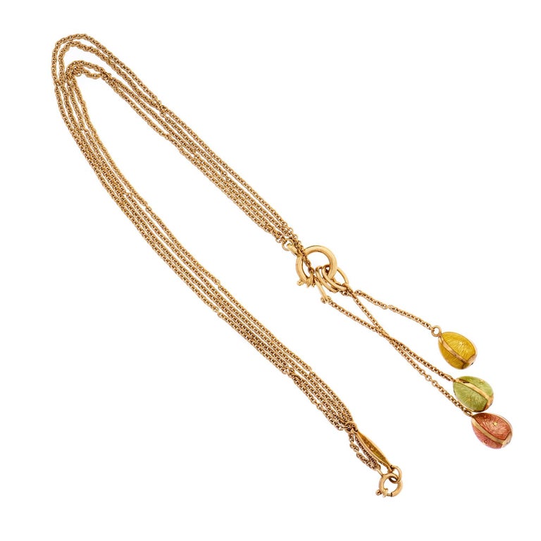 Modern Made In Germany Faberge Three Color Egg Enamel Gold Pendant Necklace At 1stdibs