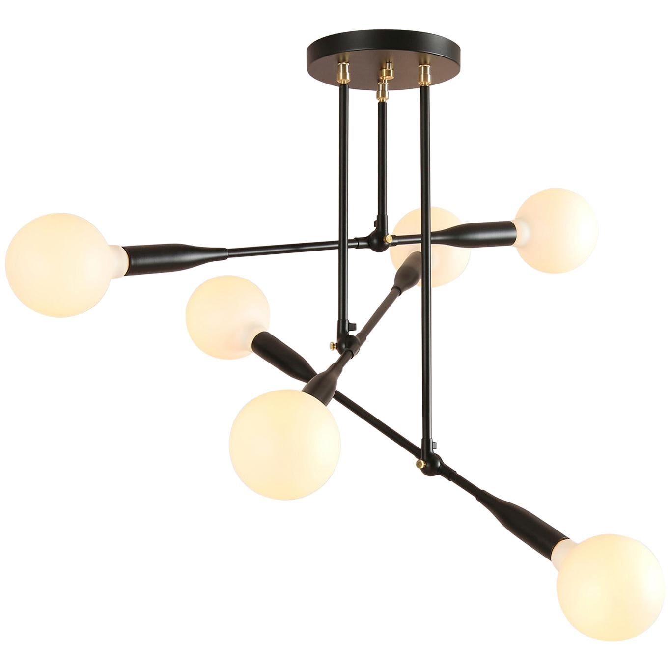 Moderne, auf Bestellung gefertigte Thia Trio-Leuchte in schwarzem Mohnblumenholz von Studio Dunn