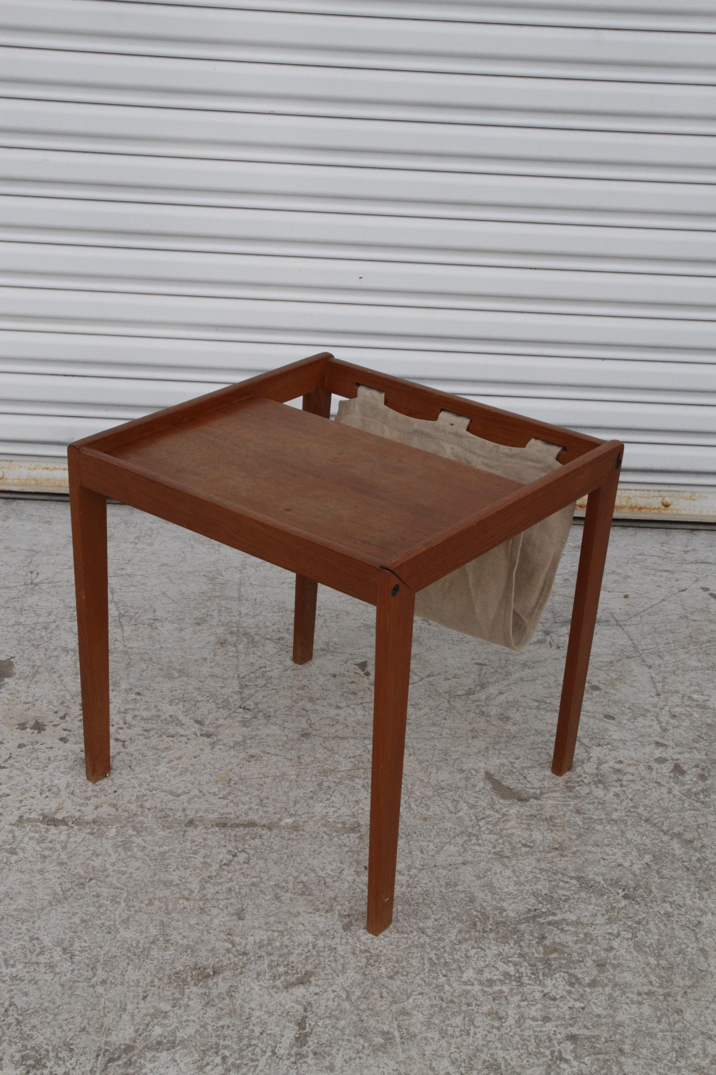 20th Century Bent Silberg Mobler Danish Modern Teak Sling Magazine Table/Rack For Sale