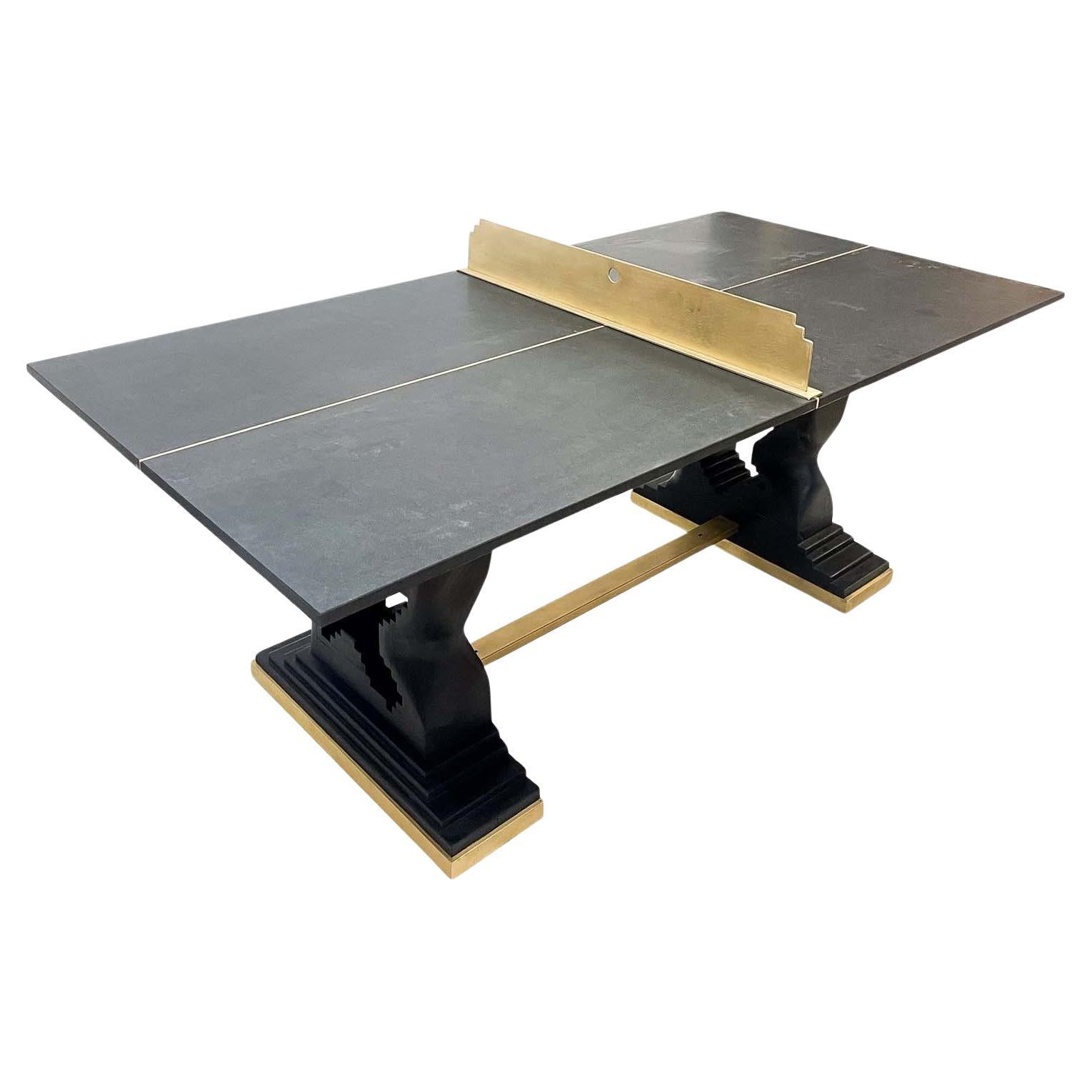 Table de tennis moderne "Magma" en granit, laiton et Wood par Andrea Zambelli en vente