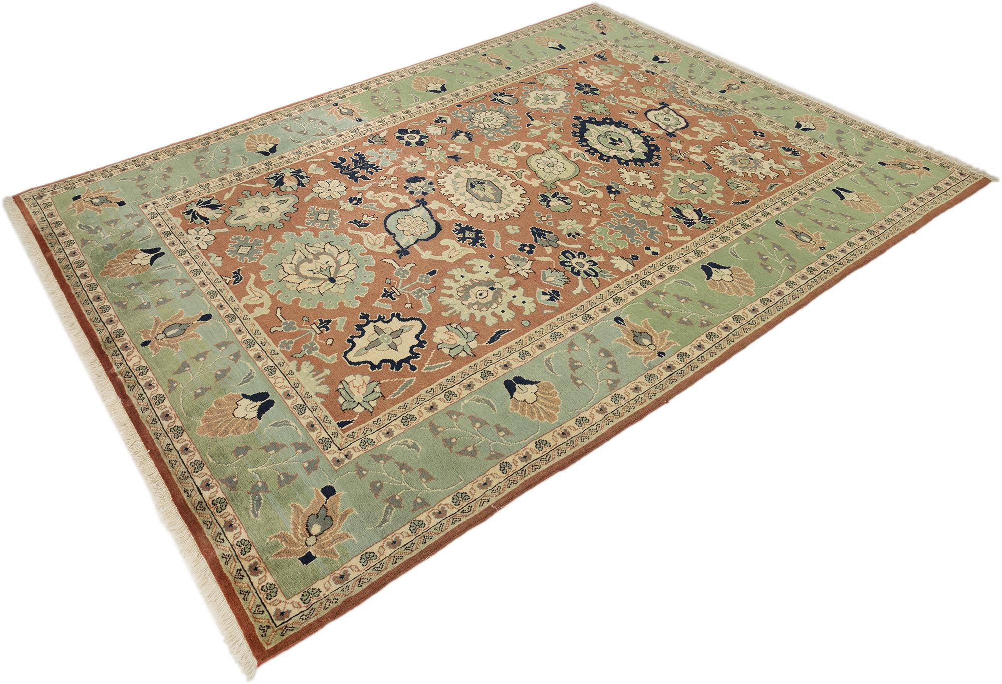 Persiano Modern Mahal (terracotta, verde, blu navy e avorio, nuovo, 300 cm x 224 cm) in vendita